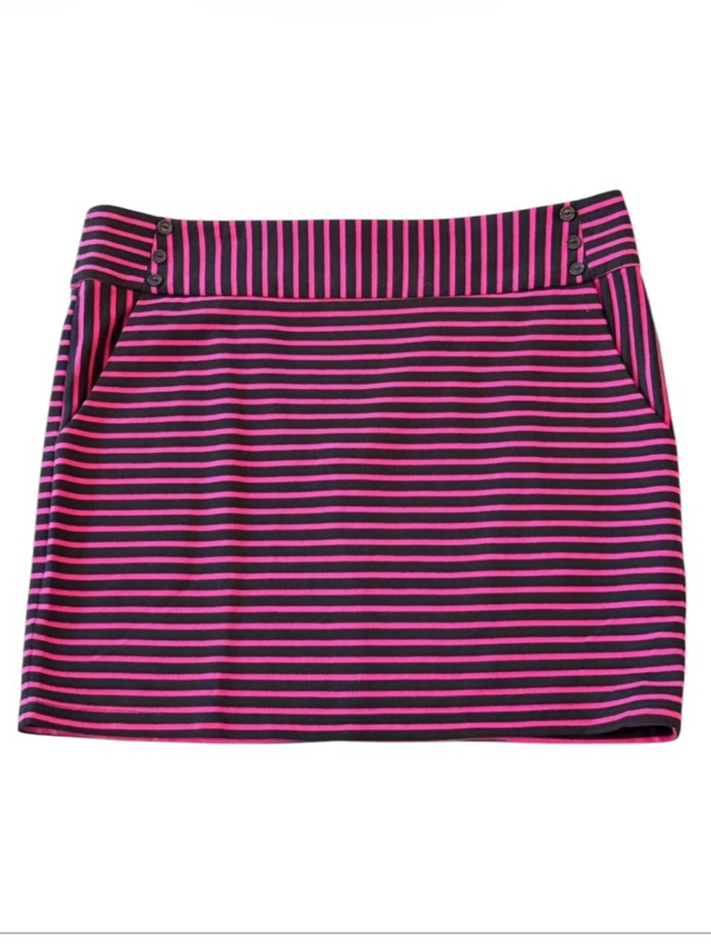 Forever 21 Pink Black Striped Mini Skirt Pockets Back Zip NWT Size L